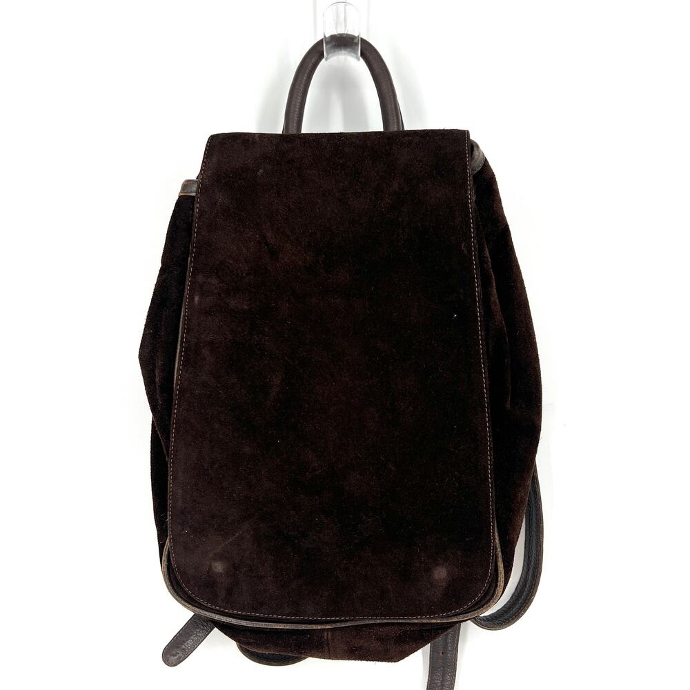 Vintage Roberto Santos Brasil Rio Brown Suede Backpack Purse With Coin Purse